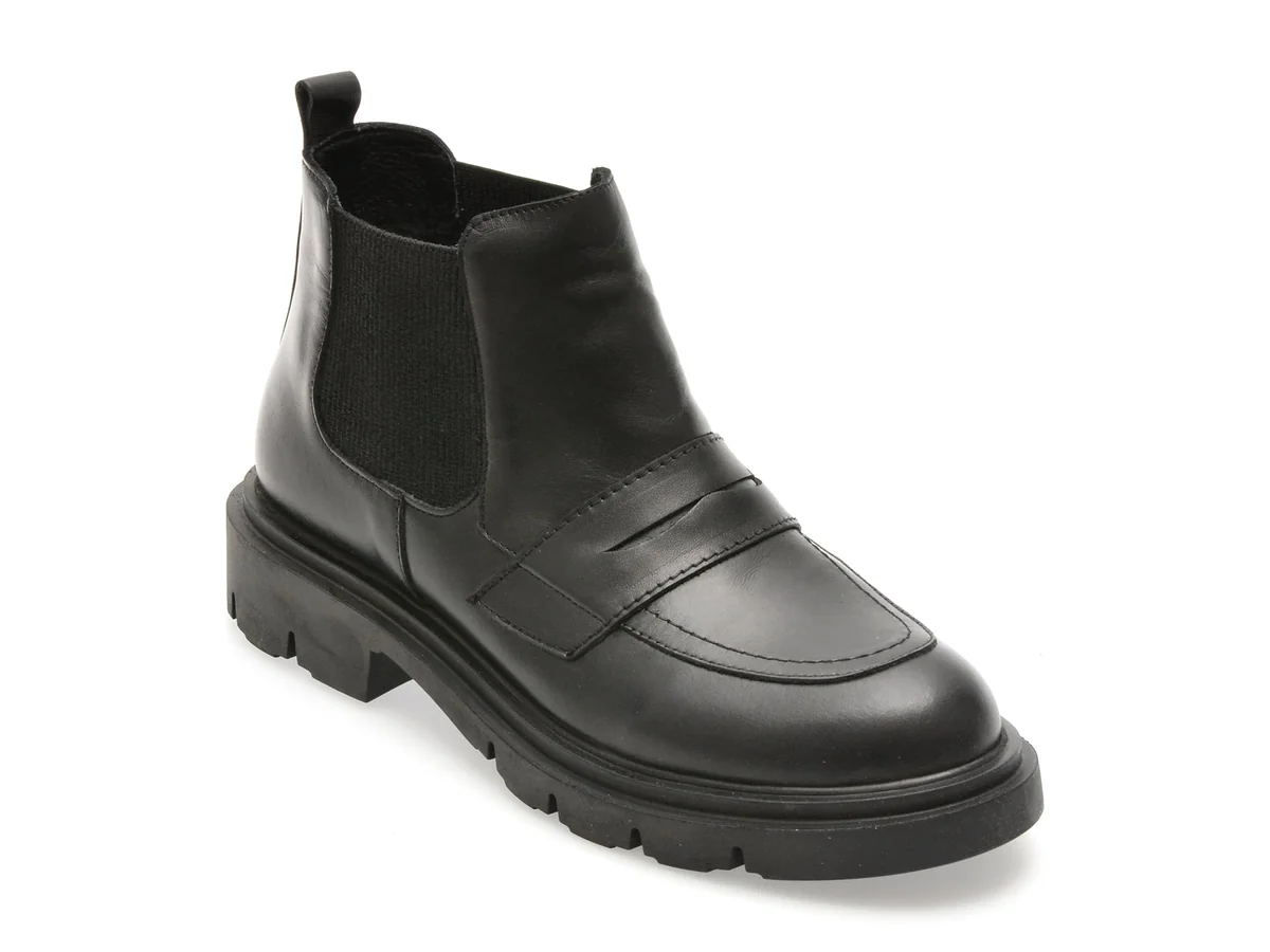 Ghete Flavia Passini Negre 1002SYD Din Piele Naturala