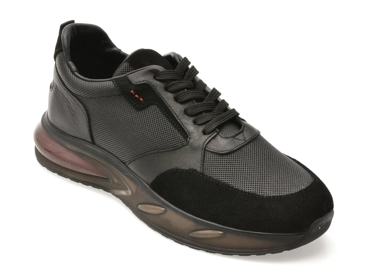 Pantofi Sport Bite The Bullet Negri, 7717, Din Piele Naturală