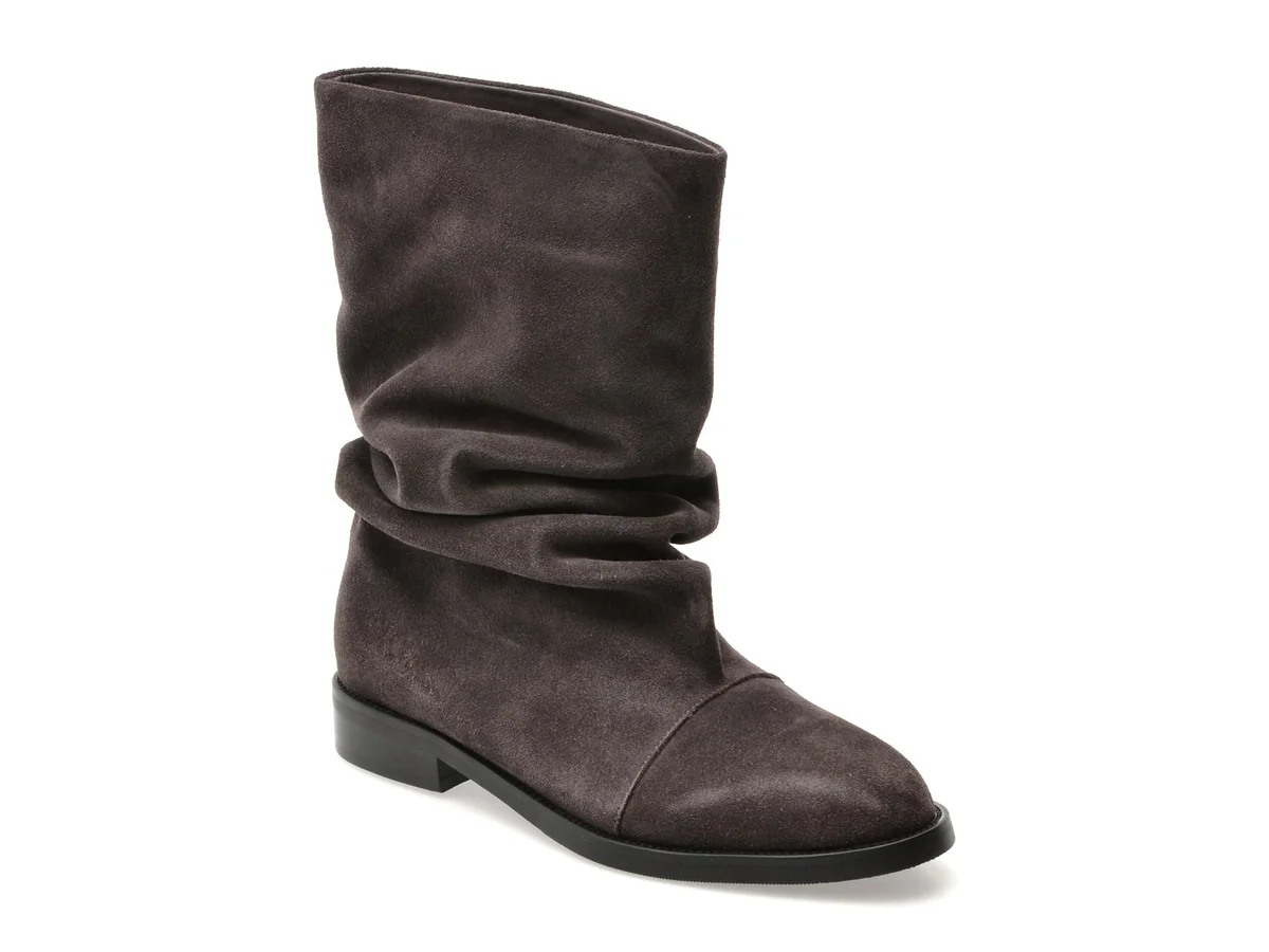 Cizme Flavia Passini Gri, B17, Din Piele Întoarsă