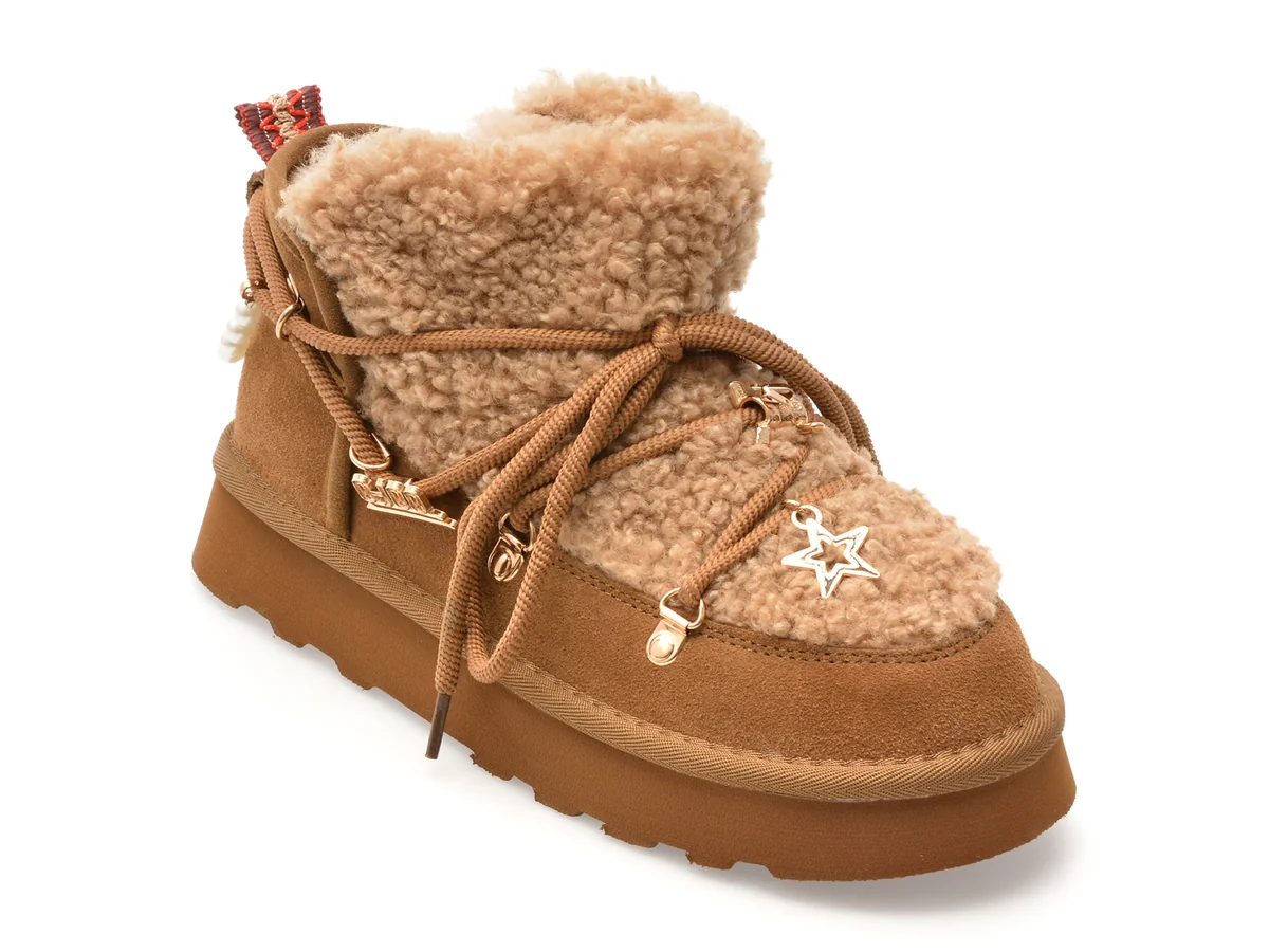 Ghete O-Joo Maro, Britney Fur, Din Material Textil Și Piele Naturală