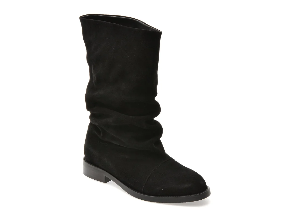 Cizme Flavia Passini Negre, B17, Din Piele Întoarsă