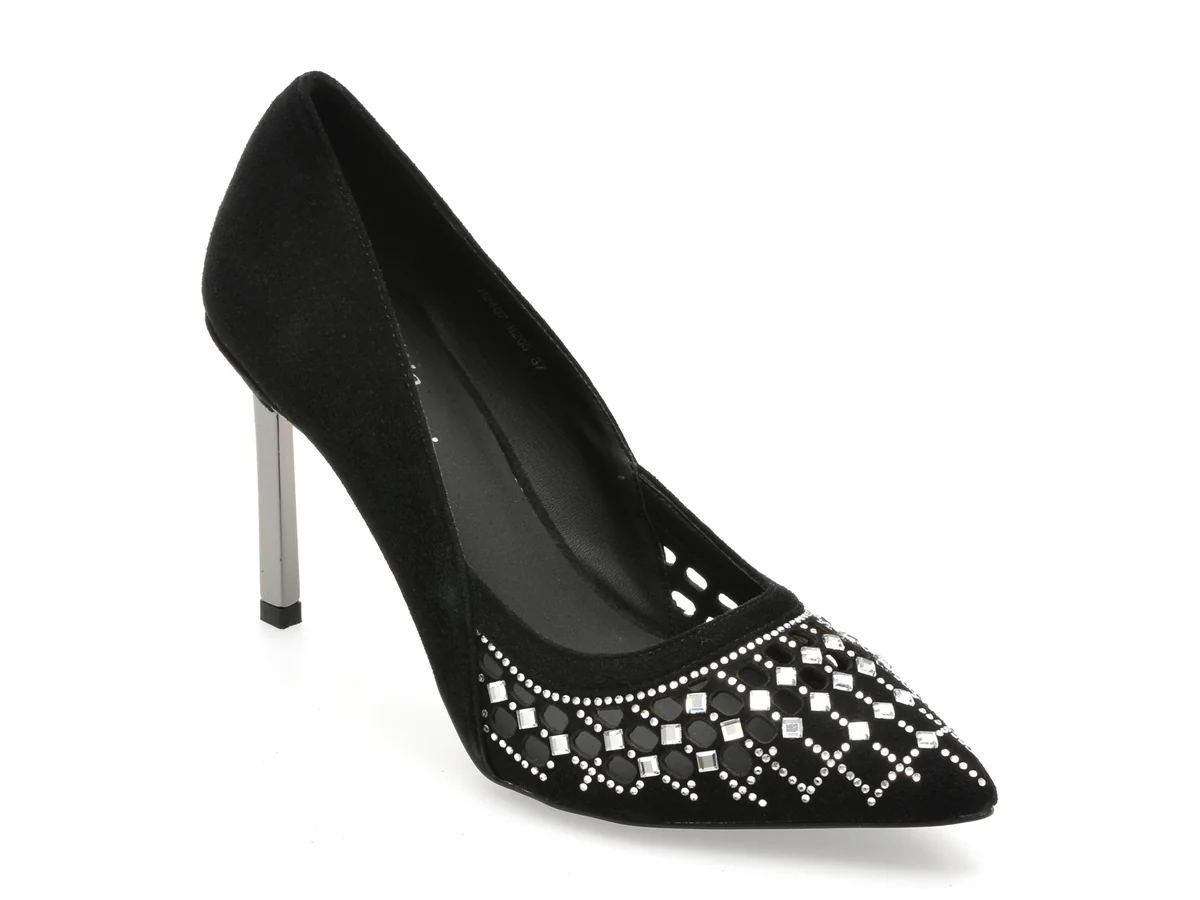 Pantofi Eleganti Flavia Passini Negri, H2407, Din Piele Întoarsă