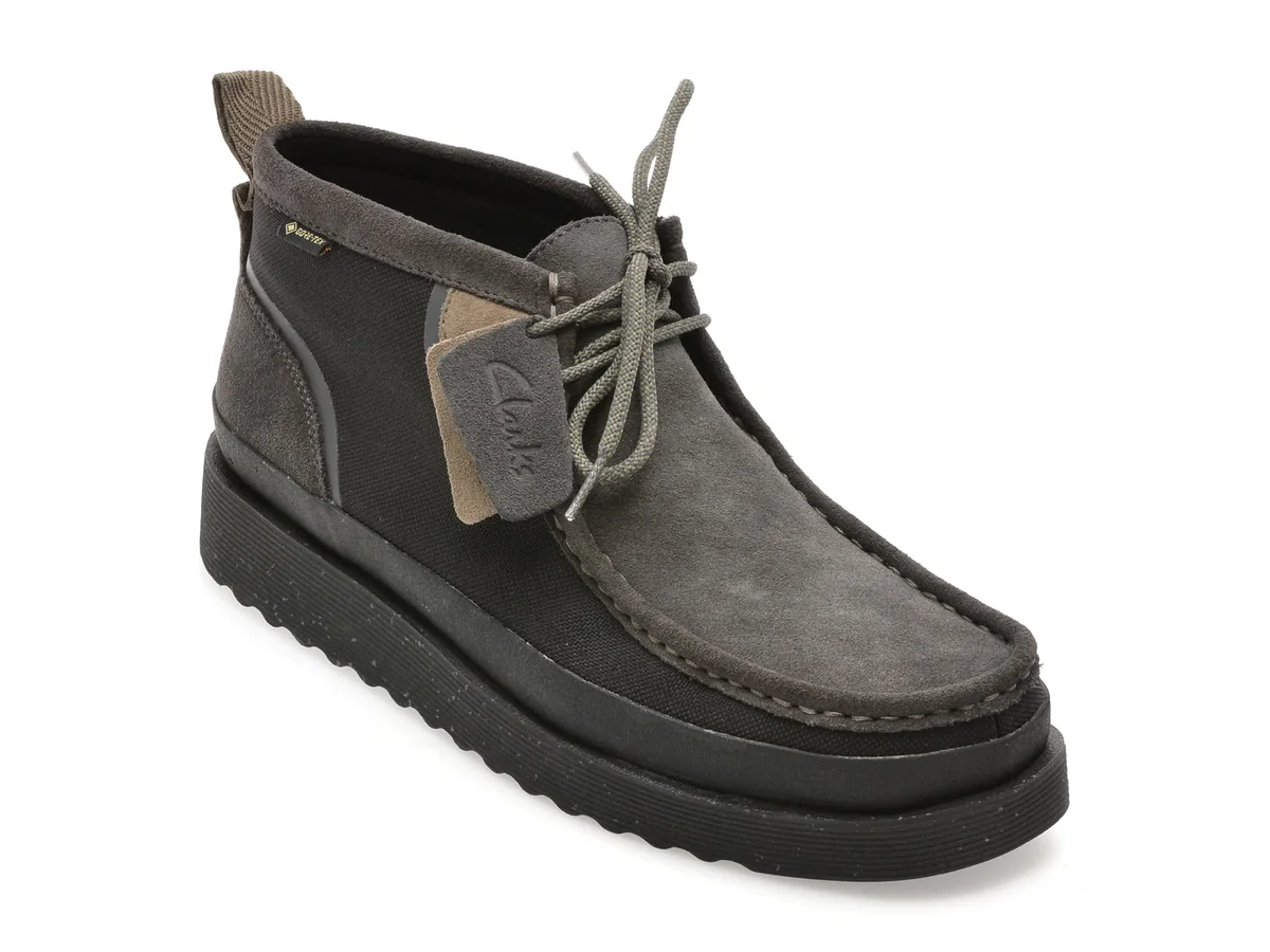 Ghete Clarks Negre, Wallabee Ftr Gtx, Din Piele Întoarsă