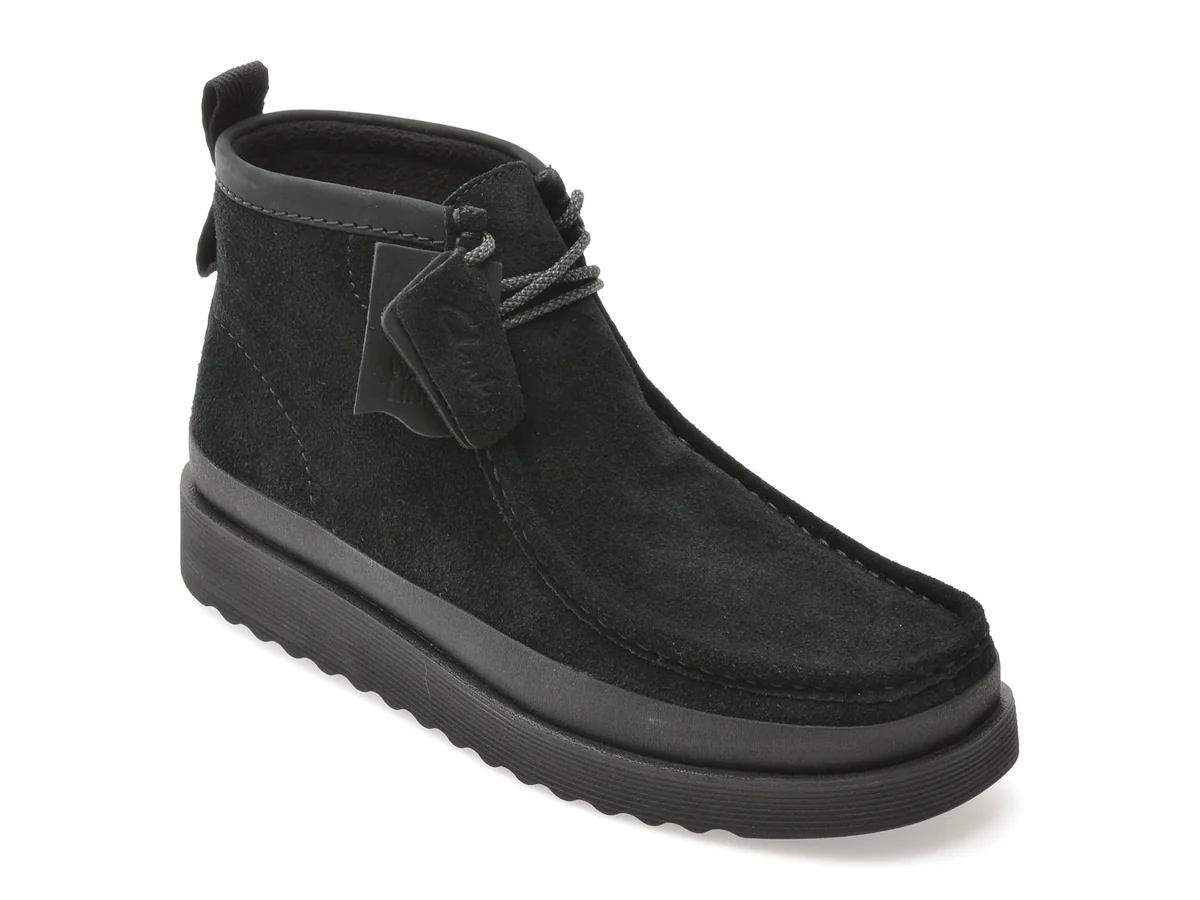 Ghete Clarks Negre, Wallabee Ftr 2 Hi, Din Piele Întoarsă