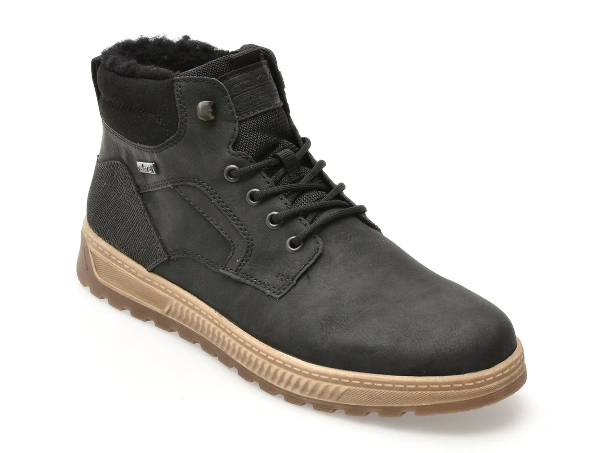 Ghete Rieker Negre, 37005, Din Piele Ecologică