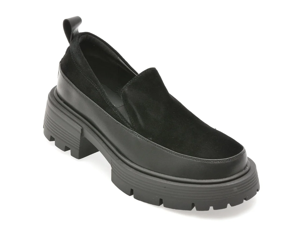 Mocasini Flavia Passini Negri, TH144, Din Piele Naturala