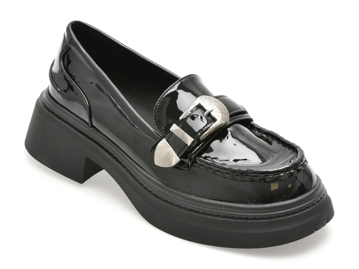 Mocasini Flavia Passini Negri, Th138, Din Piele Naturala Lăcuită