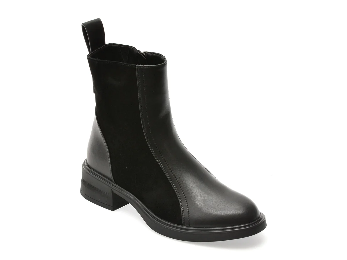 Ghete Flavia Passini Negre, TC310, Din Piele Naturala