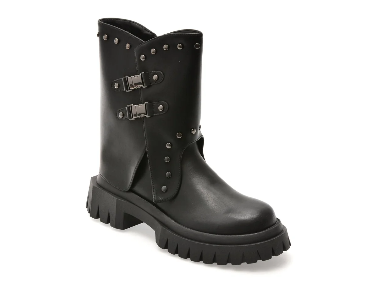 Ghete Flavia Passini Negre, TC248, Din Piele Naturală