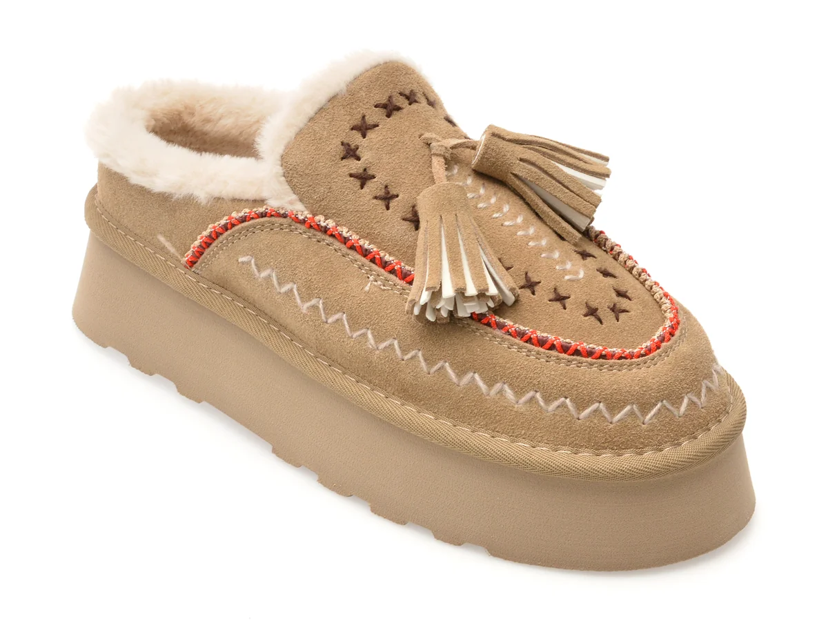 Papuci O-Joo Bej, Gwdn Etno Sabot, Din Piele Întoarsă