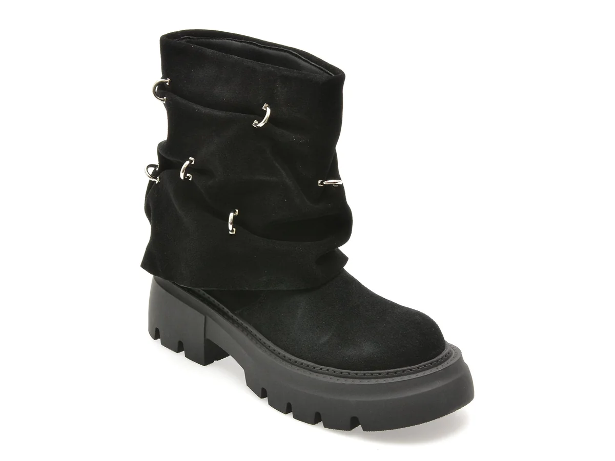 Ghete Flavia Passini Negre V3112 Din Piele Întoarsă