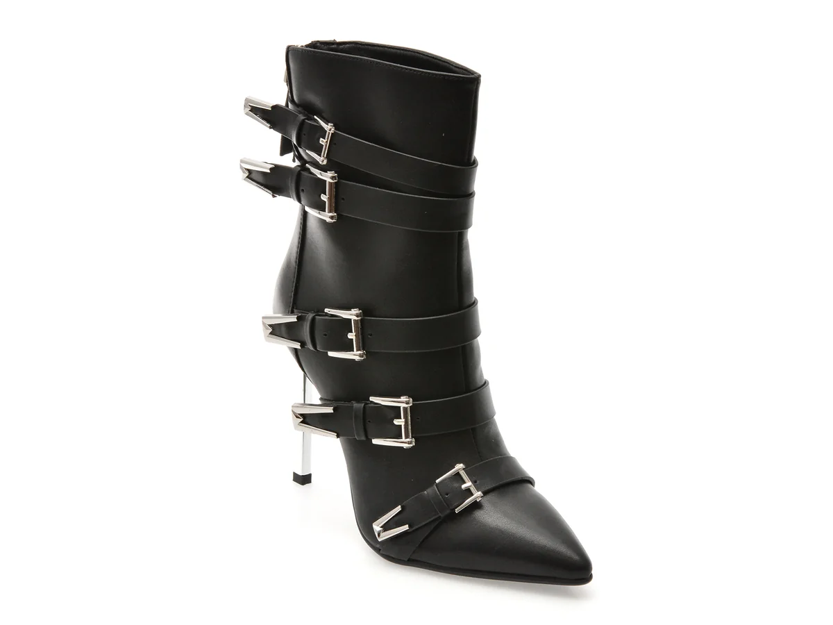 Botine Elegante Flavia Passini Negre, C2137, Din Piele Naturala