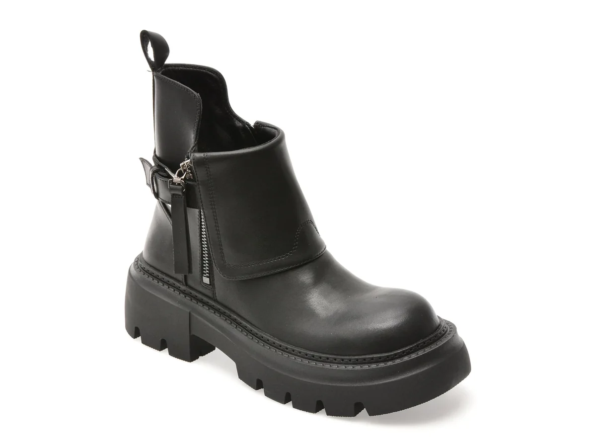 Ghete Flavia Passini Negre, V3125, Din Piele Naturala