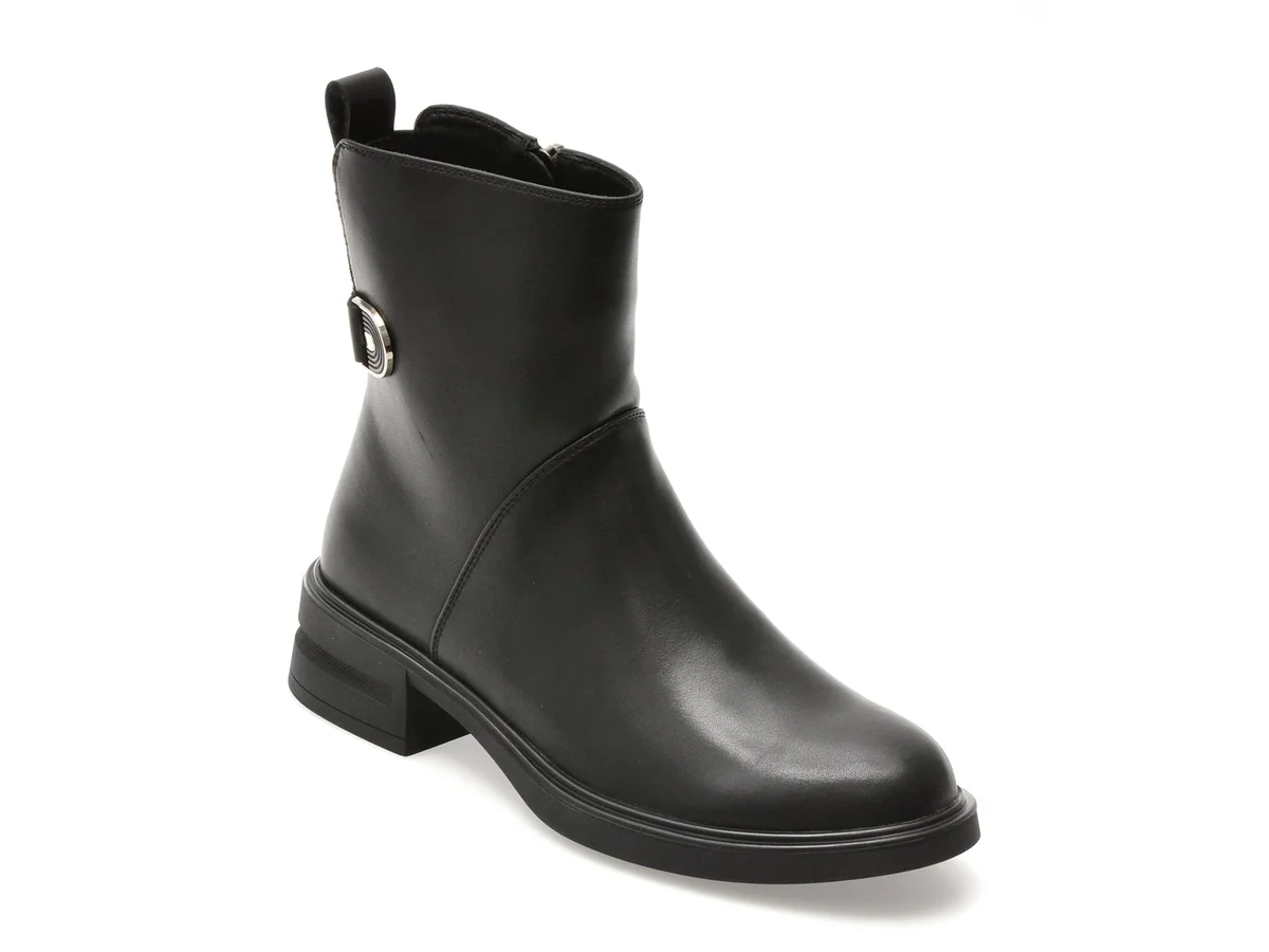 Ghete Flavia Passini Negre, TD213, Din Piele Naturala