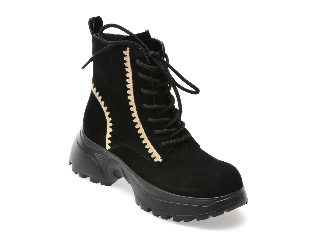 Ghete Epica Negre, 3256B, Din Piele Întoarsă