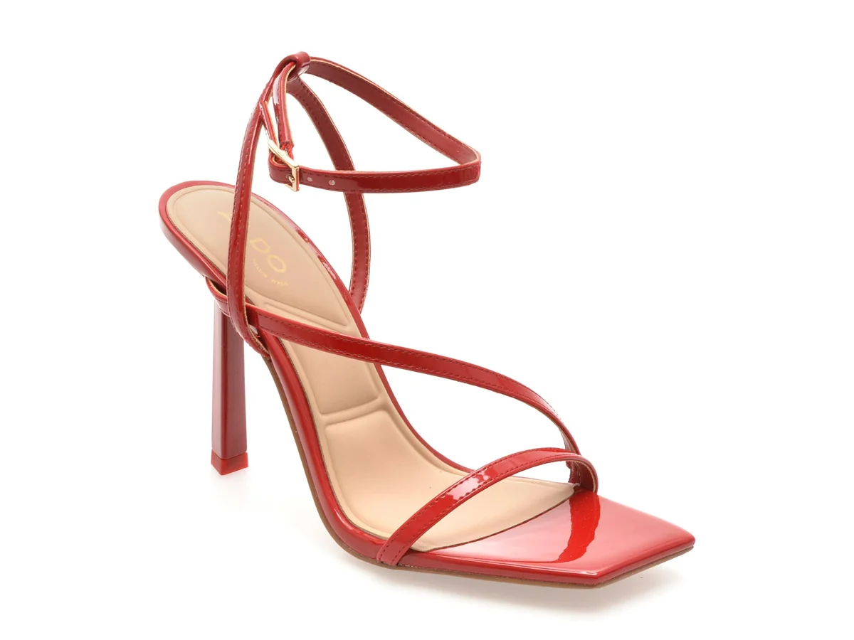Sandale Elegante Aldo Roșii, Scintilla 600, Din Piele Ecologică Lăcuită