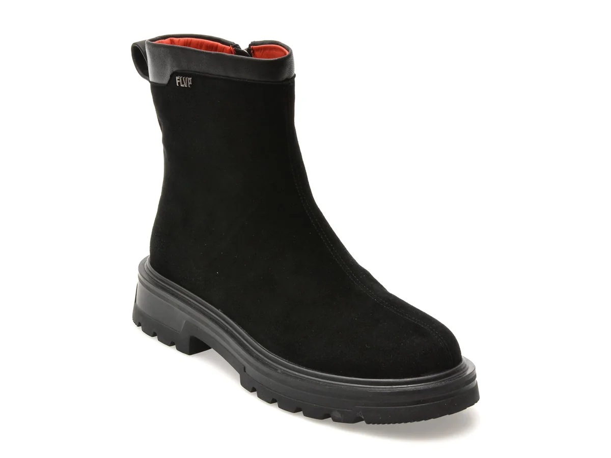 Ghete Flavia Passini Negre, 2397, Din Piele Întoarsă