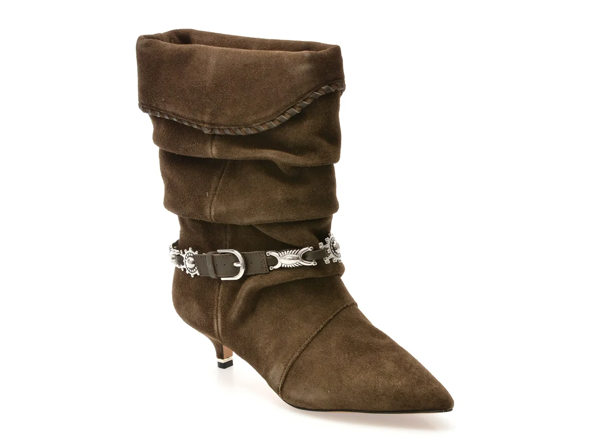 Botine Elegante Aldo Verzi, Bowy 340, Din Piele Întoarsă