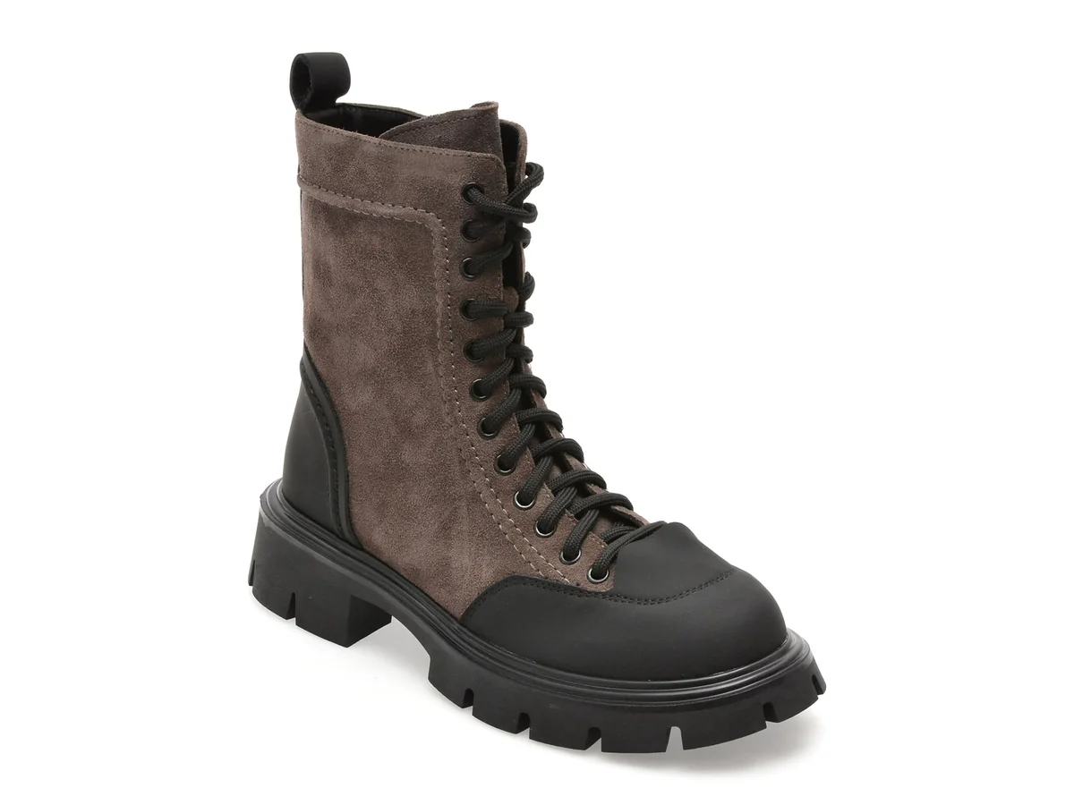 Bocanci Flavia Passini Gri, 38769, Din Piele Întoarsă