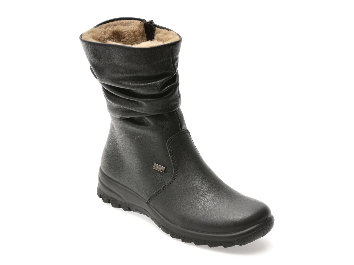 Ghete Rieker Negre, Z7171, Din Piele Ecologica