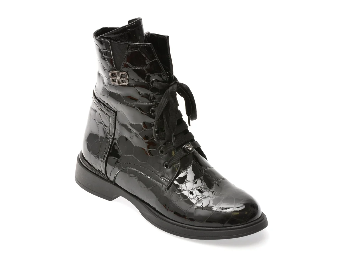 Ghete Epica Negre, 1531779, Din Piele Naturala Lăcuită