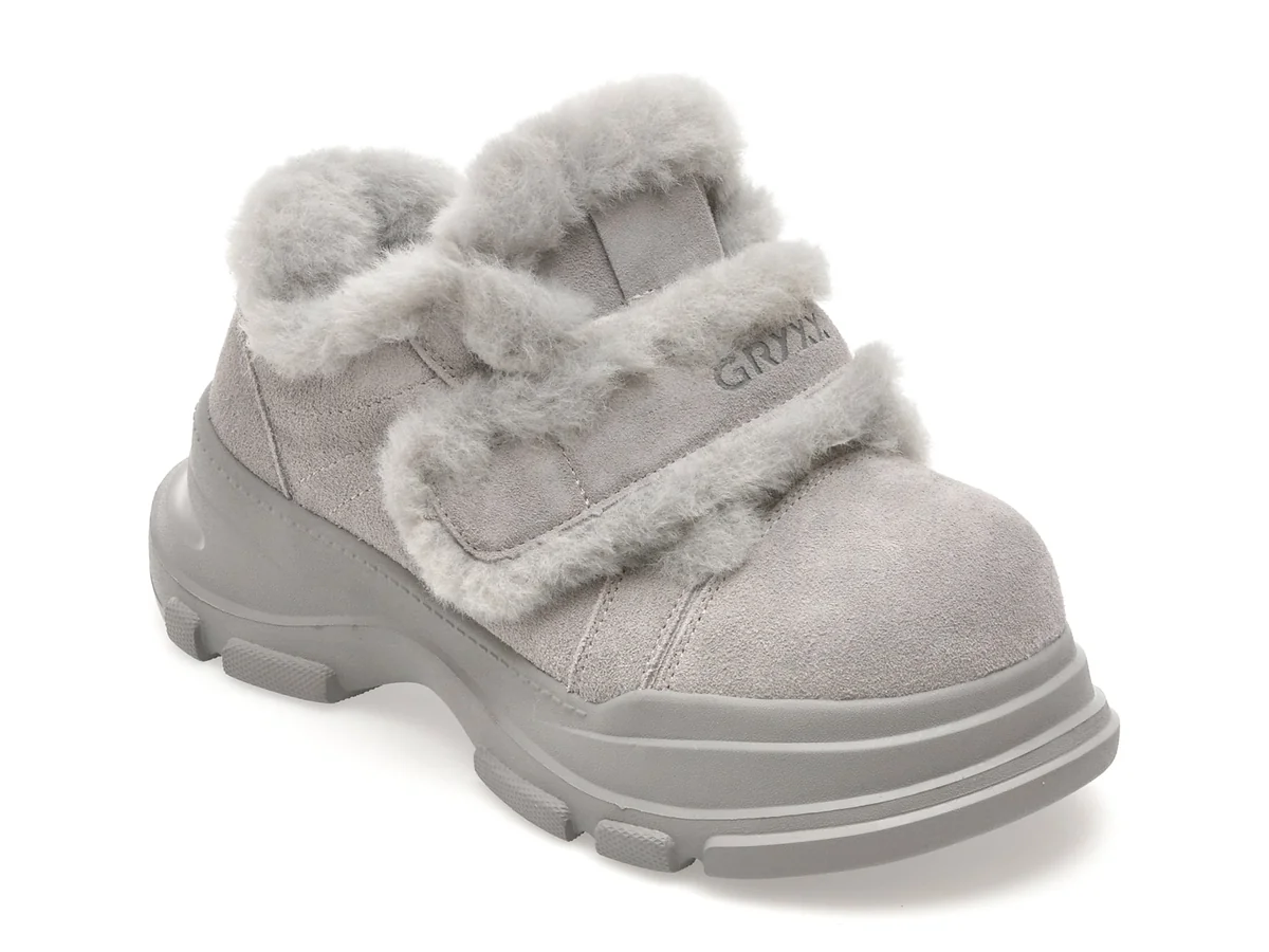 Pantofi Gryxx Gri 2205 Din Piele Întoarsă