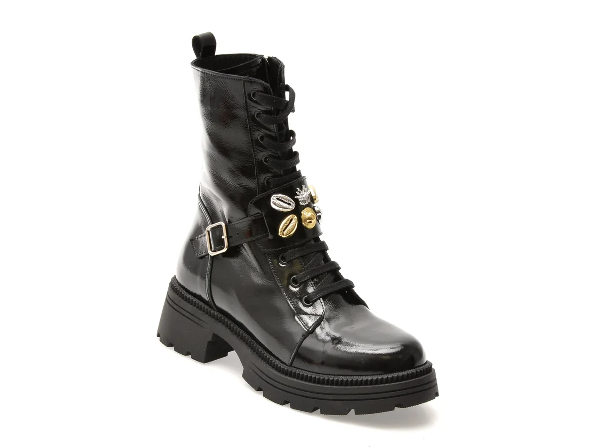 Bocanci Gryxx Negri 2062165 Din Piele Naturala Lacuita