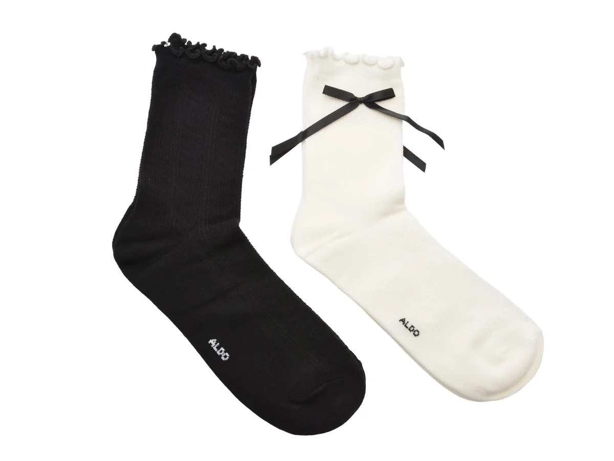 Sosete Aldo Alb-Negru, Cutiebow 003, Din Material Textil