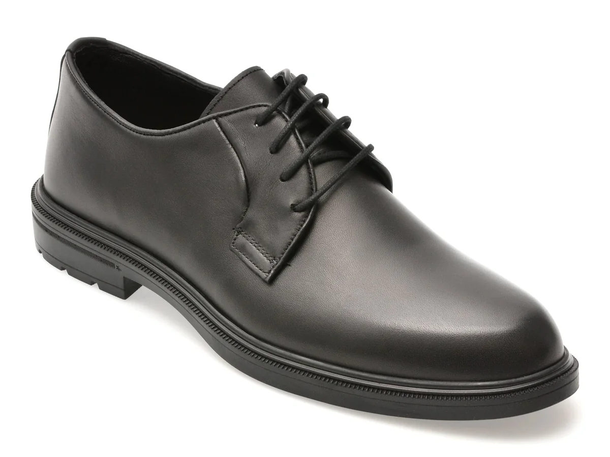 Pantofi Eleganti Otter Negri, A606, Din Piele Naturală