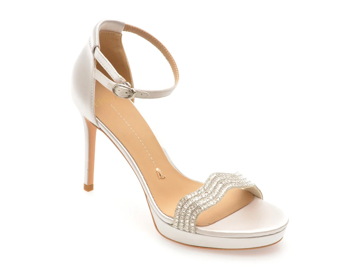 Sandale Elegante Epica Argintii, 912506, Din Piele Ecologică