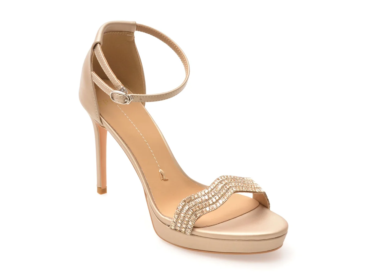 Sandale Elegante Epica Aurii, 912506, Din Piele Ecologică