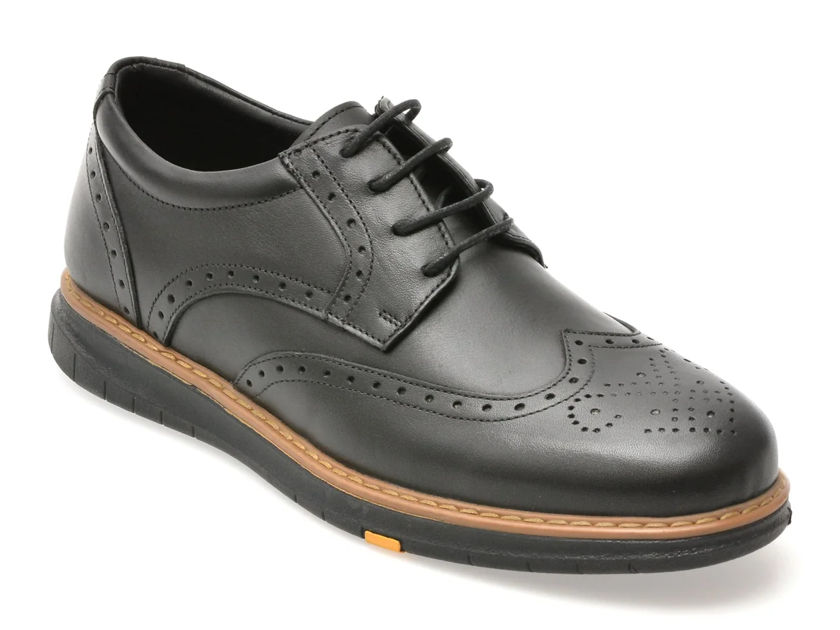 Pantofi Eleganti Otter Negri, 1092, Din Piele Naturala