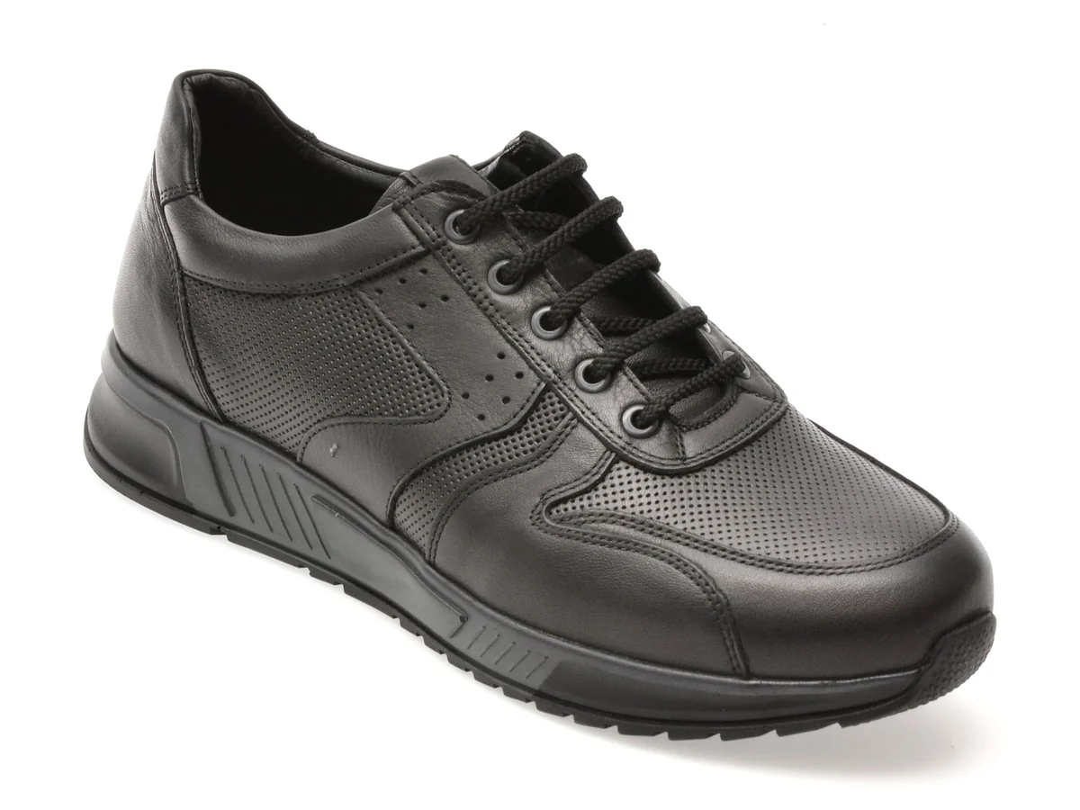 Pantofi Sport Otter Negri, Et424, Din Piele Naturala