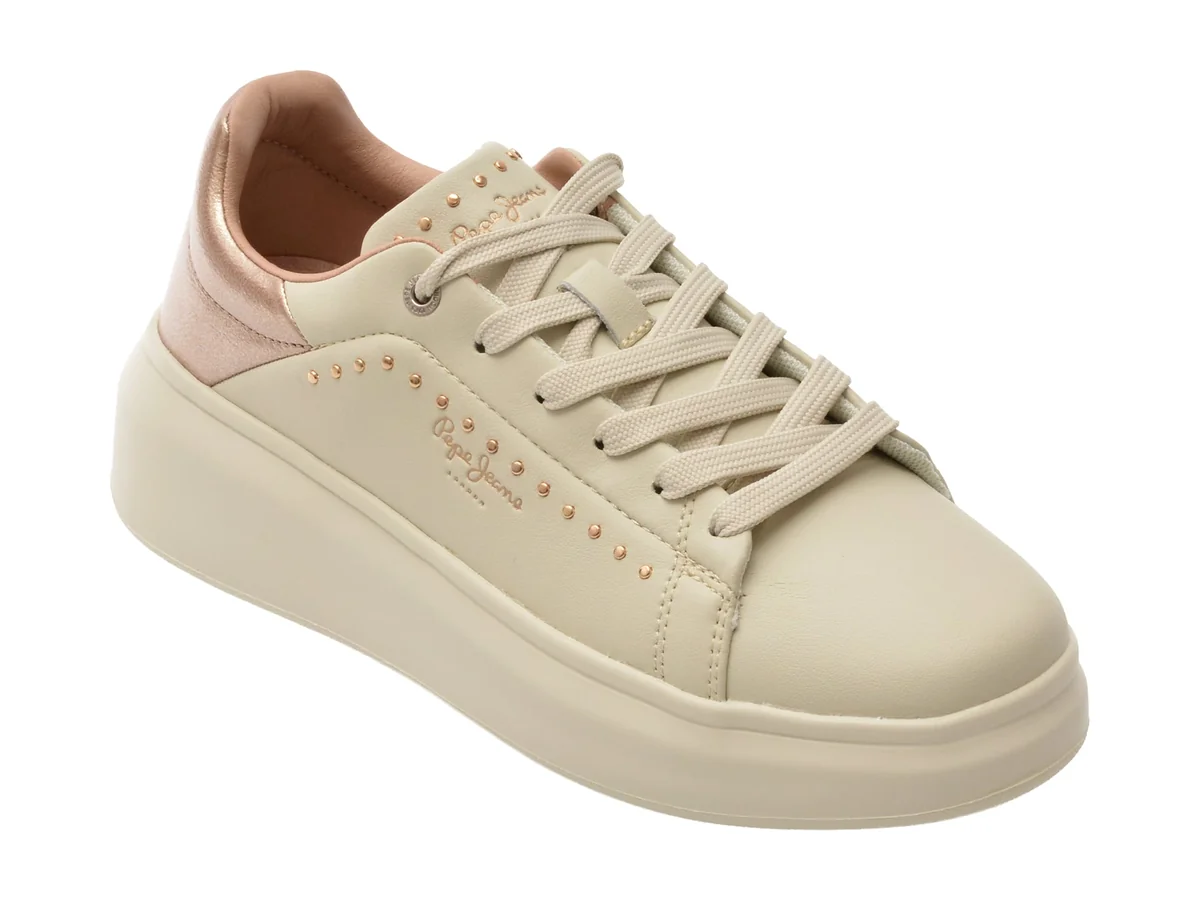Pantofi Sport Pepe Jeans Bej, LS00015, Din Piele Naturala