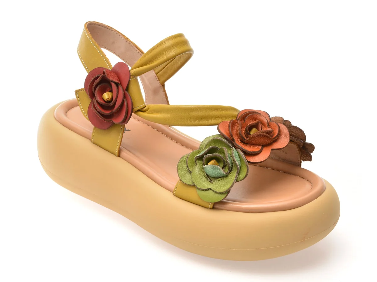 Sandale Gryxx Galbene, 51656, Din Piele Naturala