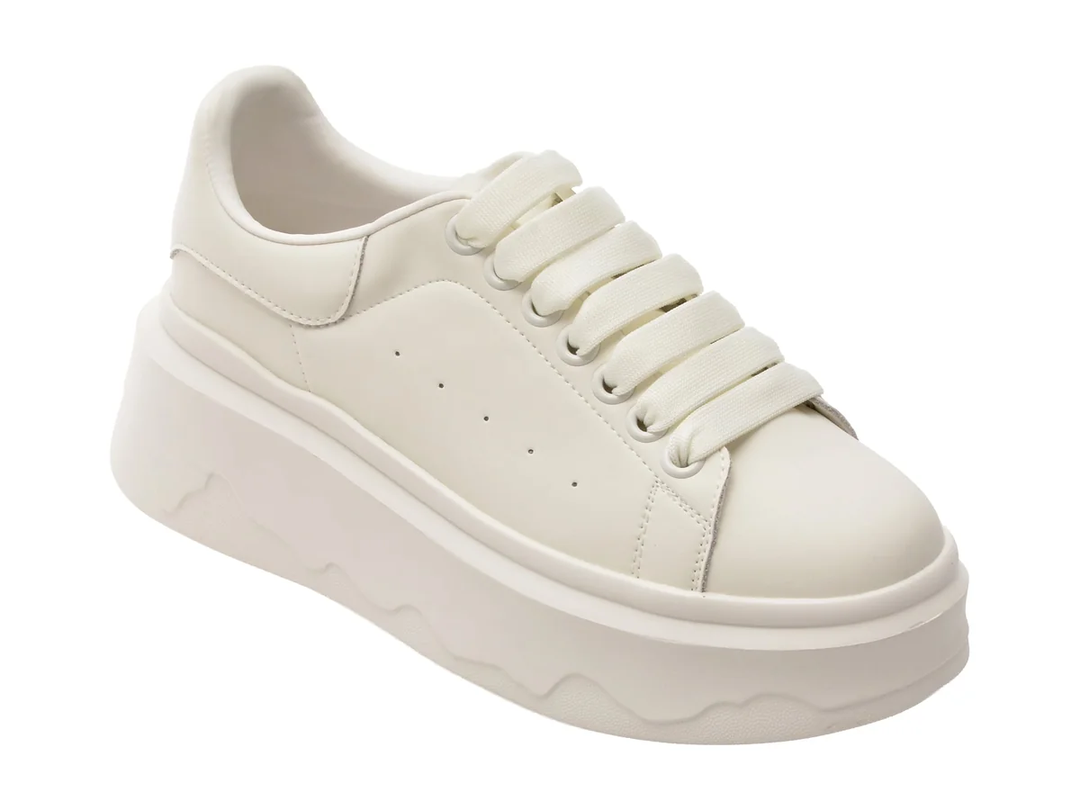 Pantofi Sport Flavia Passini Albi, 3F612, Din Piele Naturala