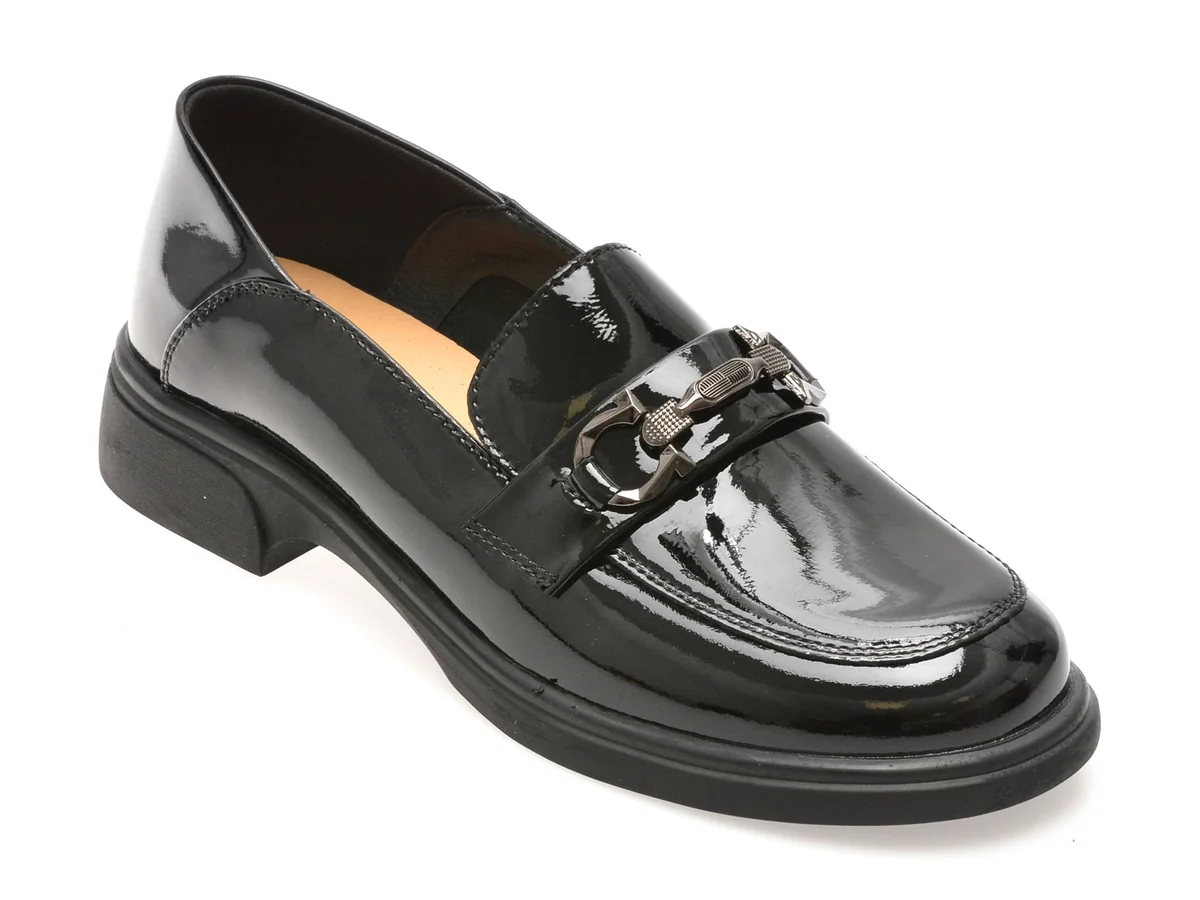 Mocasini Epica Negri, 88179, Din Piele Naturală Lăcuită