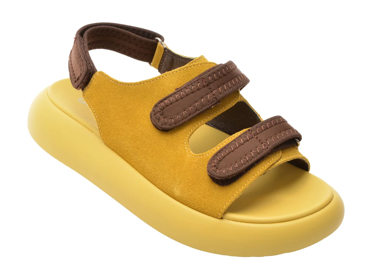 Sandale Gryxx Galbene, 5L120, Din Piele Întoarsă