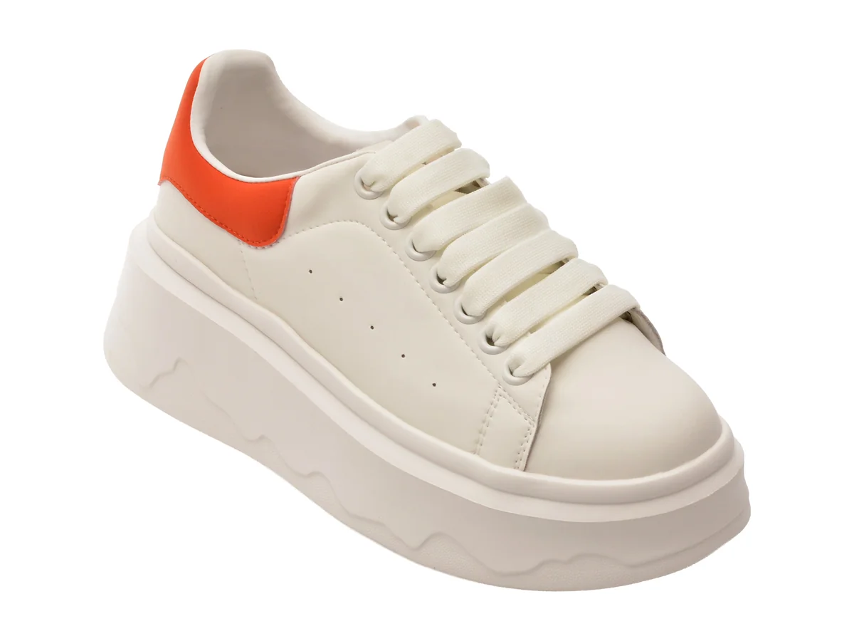 Pantofi Sport Flavia Passini Albi, 3F612, Din Piele Naturala