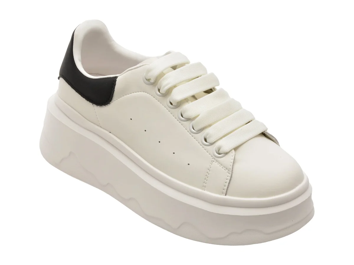 Pantofi Sport Flavia Passini Alb-Negru, 3F612, Din Piele Naturală