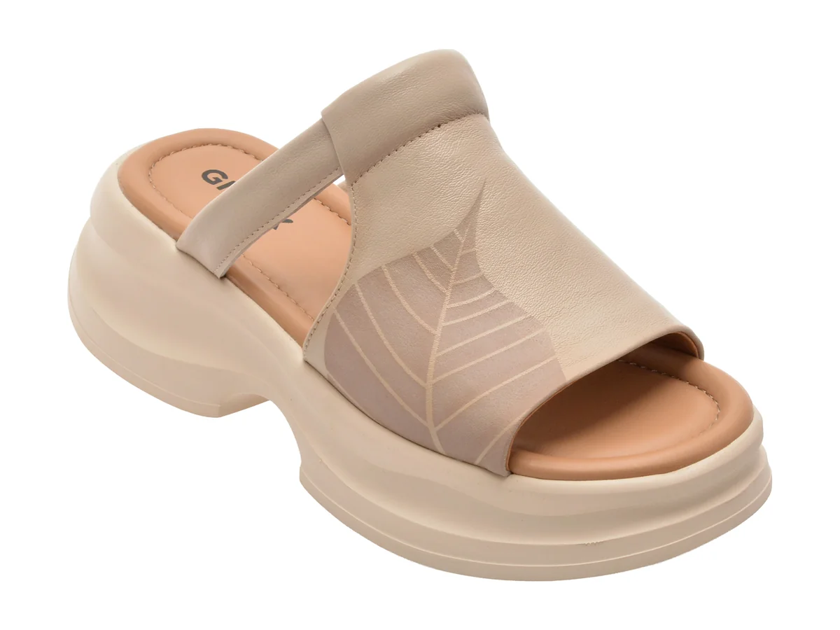 Papuci Gryxx Bej, 28619, Din Piele Naturala