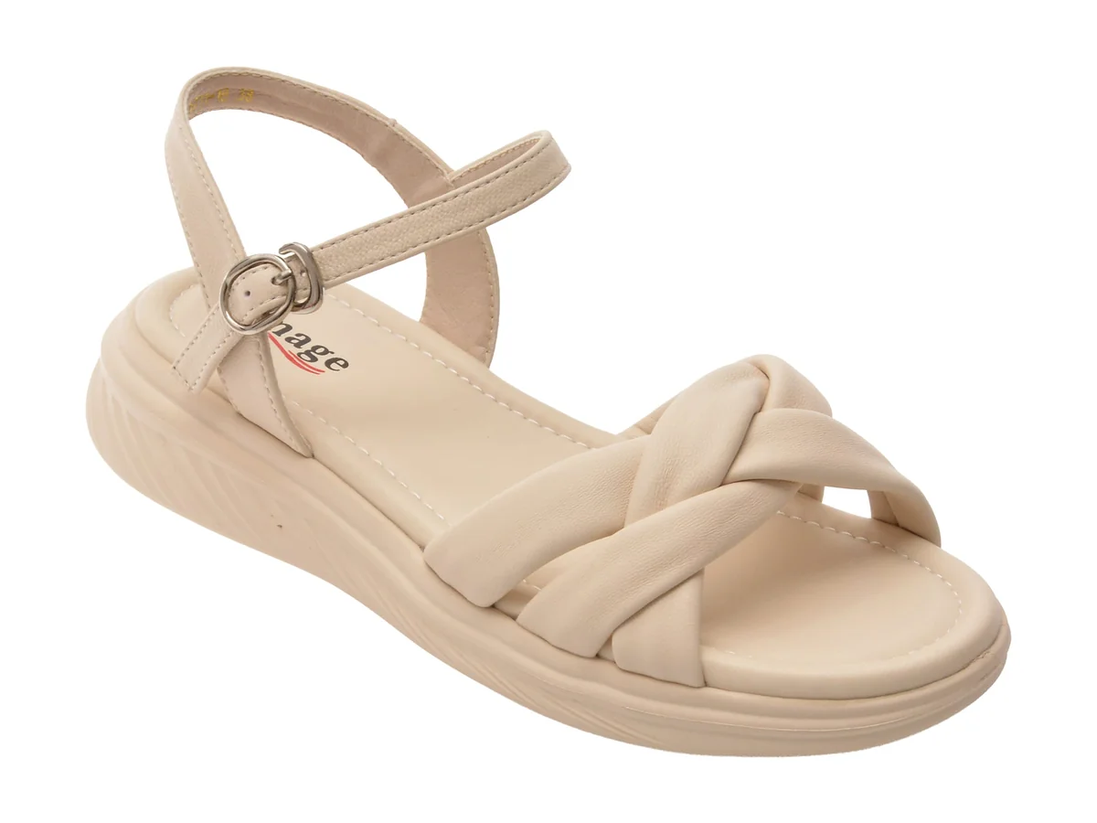 Sandale Image Albe, 57111, Din Piele Naturala