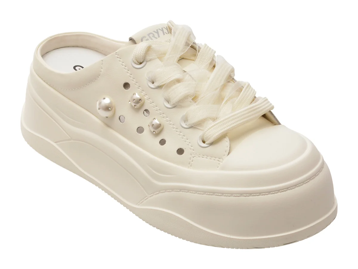 Papuci Sport Gryxx Albi, C1926, Din Piele Naturala