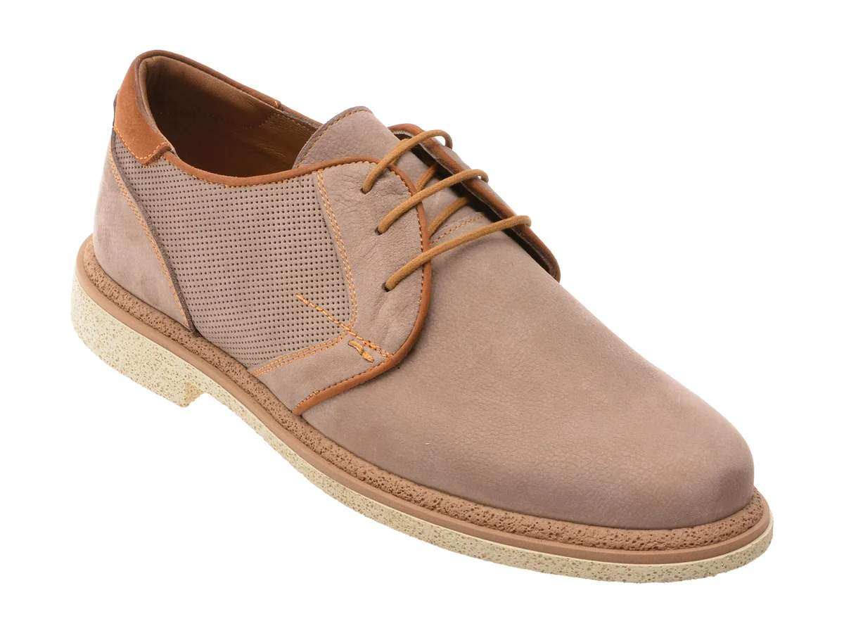 Pantofi Bite The Bullet Gri, 6951, Din Nubuc