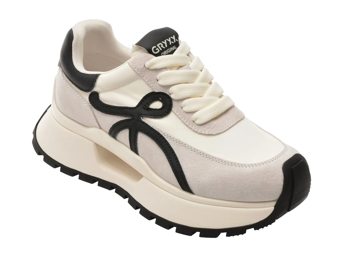 Pantofi Sport Gryxx Gri, 1006, Din Material Textil Și Piele Naturală