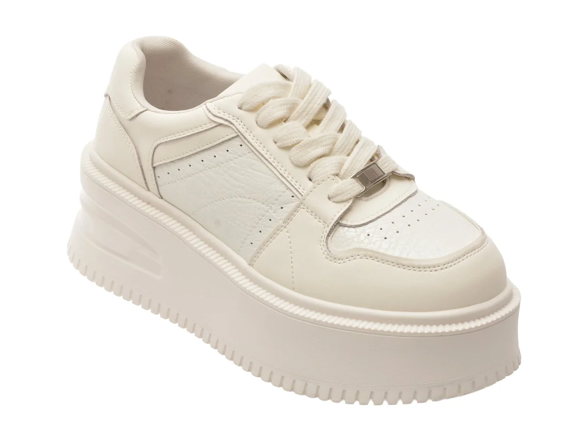 Pantofi Sport Flavia Passini Albi, 5091, Din Piele Naturala