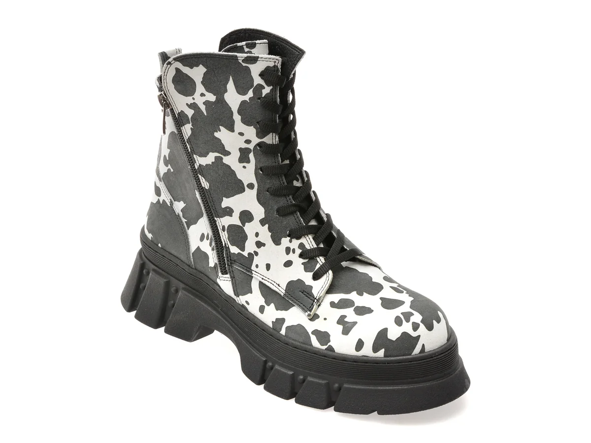 Ghete Gryxx Alb-Negru, 091T113, Din Piele Naturală