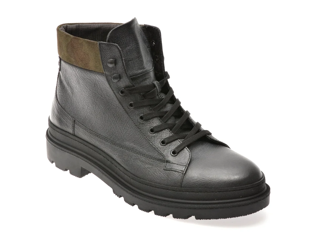 Ghete Relax Negre, KRL1702, Din Piele Naturală