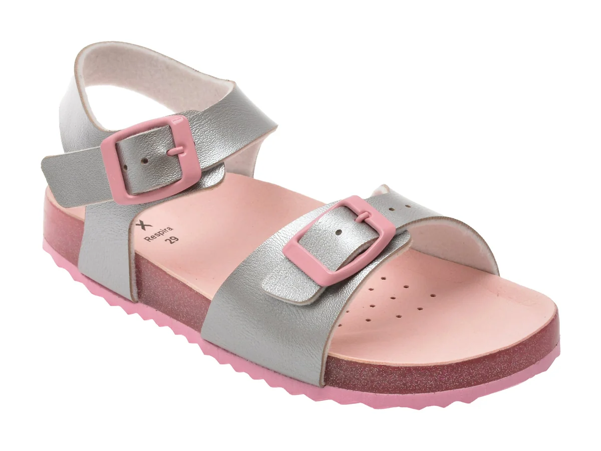 Sandale Geox Argintii, J558MI, Din Piele Ecologică