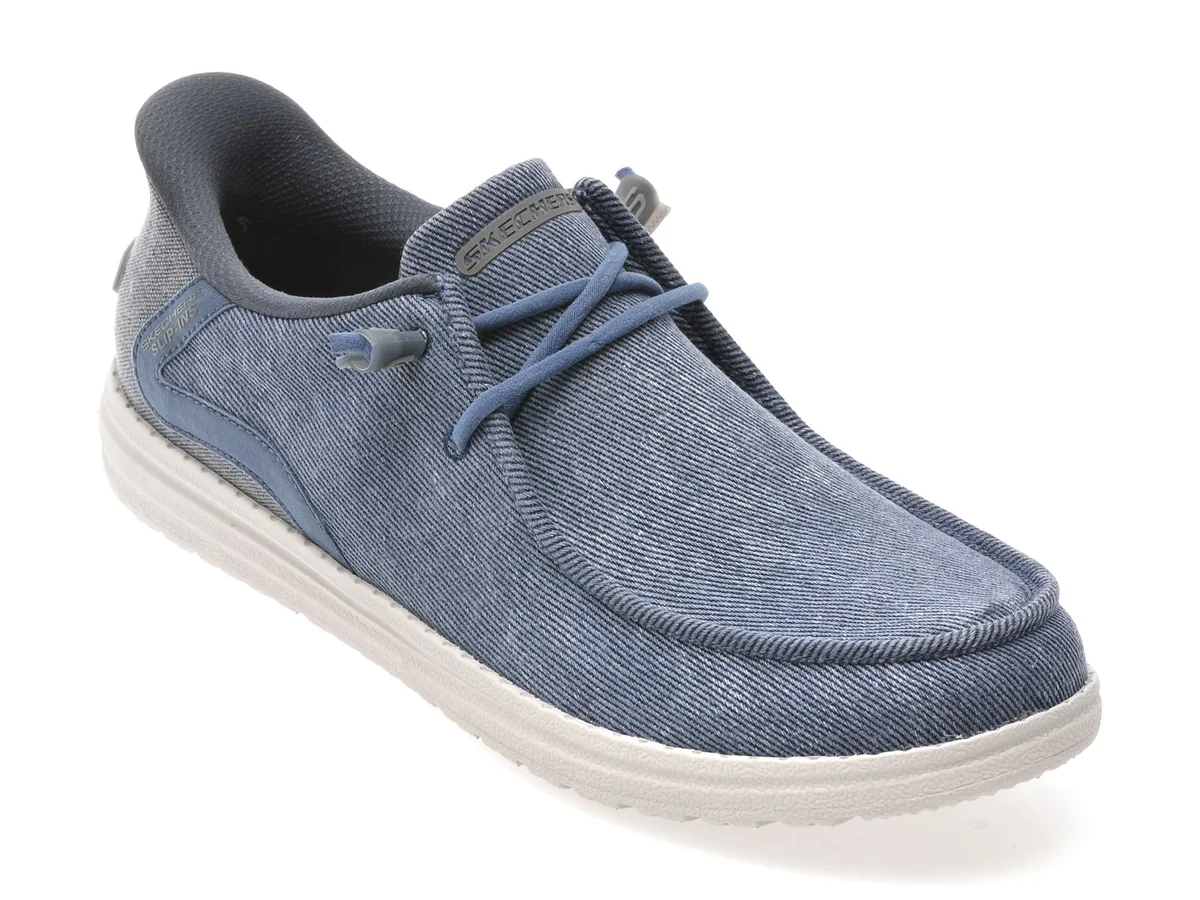 Mocasini Skechers Albăștri, Melson, Din Material Textil